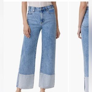 Habitual Contrast Hem High Waist Wide Leg Jeans